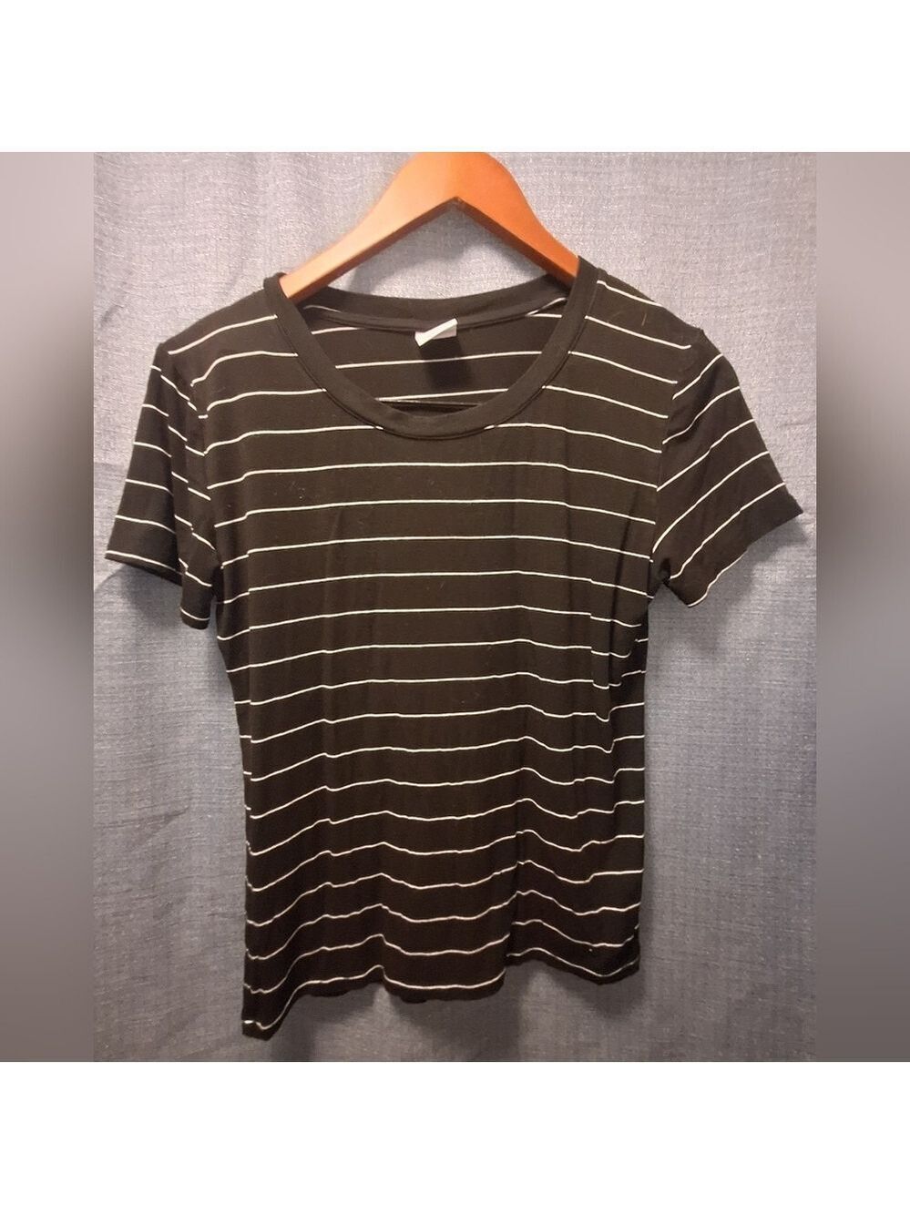 Jo & Co Black White Stripe Tee Women's Medium